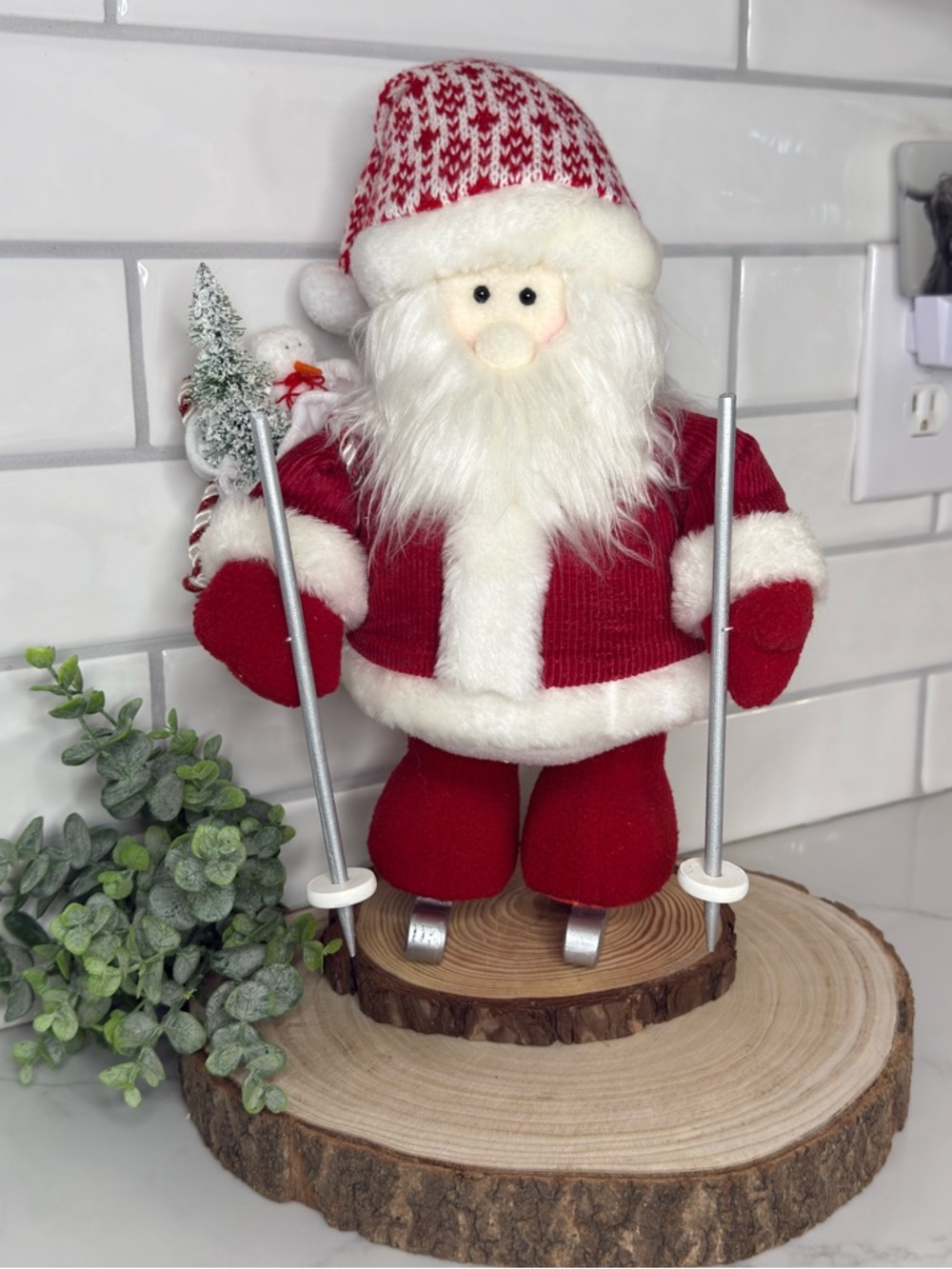 Festive Red Santa Plush Figure with White Trim - Unbranded